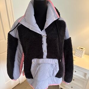 Free People Movement Pullover Jacket in Black, Gray + Pink | Size M-L
